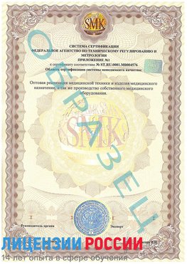 Образец сертификата соответствия (приложение) Верхняя Салда Сертификат ISO 13485