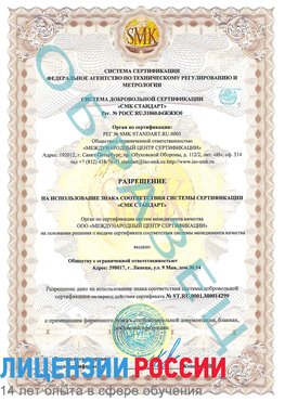 Образец разрешение Верхняя Салда Сертификат ISO 14001